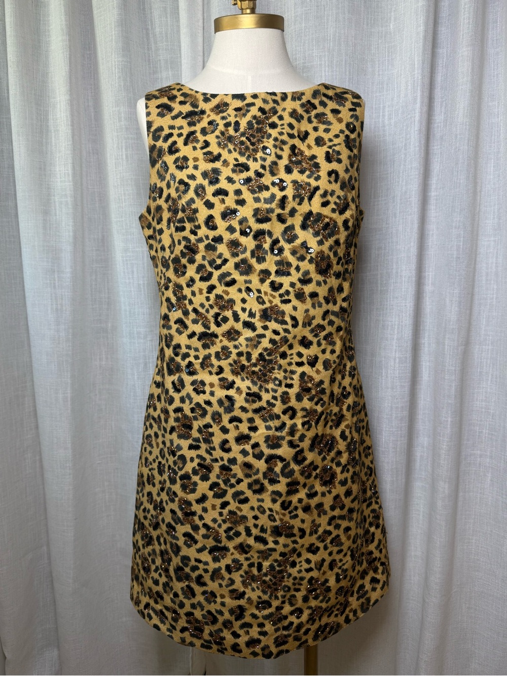 NWT- J.McLaughlin RSVP Lizzi Leopard Sequin Beaded Shift Dress. Size-M